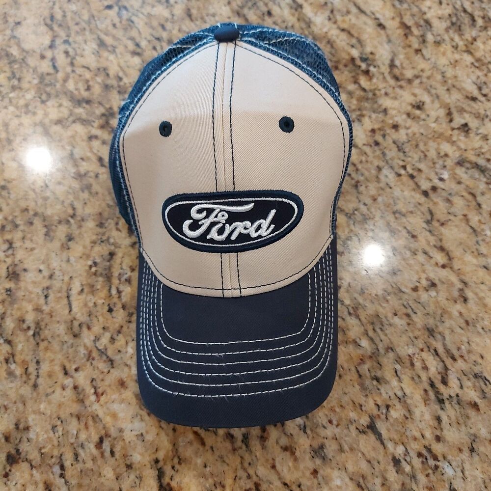 Ford Trucker Hat Canvas Front Blue Mesh Snapback Officially Licensed OSFA